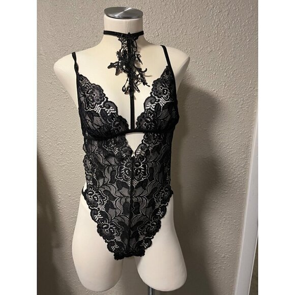 NWOT LACE TEDDY LINGERIE SIZE SMAL GSTRING CHOKER - Picture 7 of 9